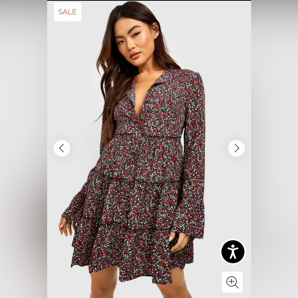 Floral tiered smock dress